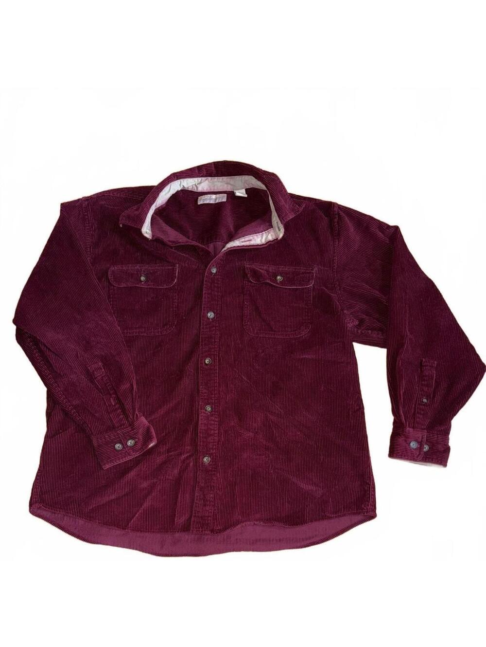 Vintage Fieldmaster Burgundy Corduroy Button-Up Shirt Large